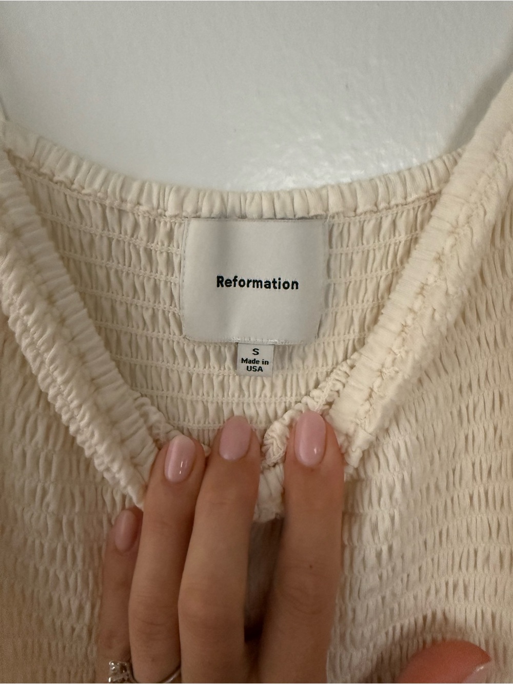 Reformation Nellie Smocked Midi Dress with Spaghetti Straps - Picture 5 of 5